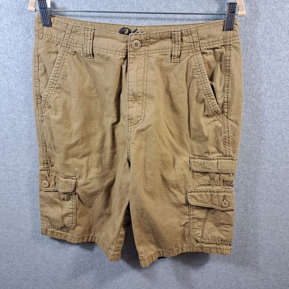 Plugg Mens 30-32"x10" Cargo Shorts Tan Khaki Beige 100% Cotton Y2K Skater Summer